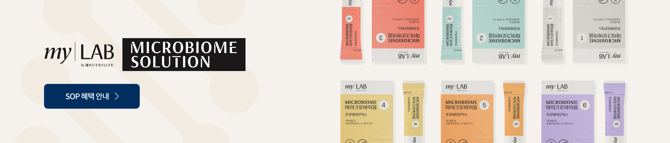 myLab 당신만의 마이크로바이옴 솔루션을 스마트오더(sop 정기배송)로 만나보세요. 더알아보기 >