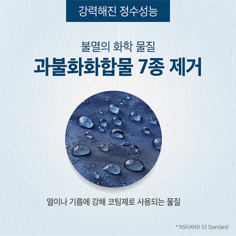 강력해진 정수성능 - 불멸의 화학 물질 과불화화합물 7종 제거 열이나 기름에 강해 코팅제로 사용되는 물질