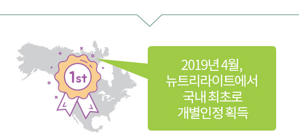 2019년 4월, 뉴트리라이트에서 국내 최초로 개별인정 획득