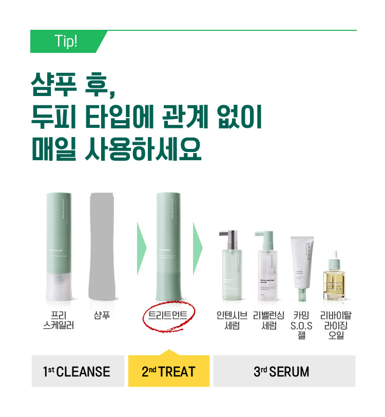 TIP! 샴푸 후, 두피 타입에 관계 없이 매일 사용하세요 | 2nd TREAT 트리트먼트